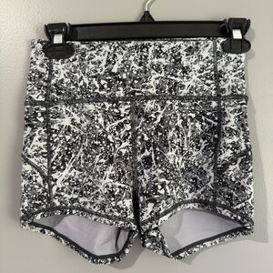 Lululemon Athletica Black and White Splatter Shorts
